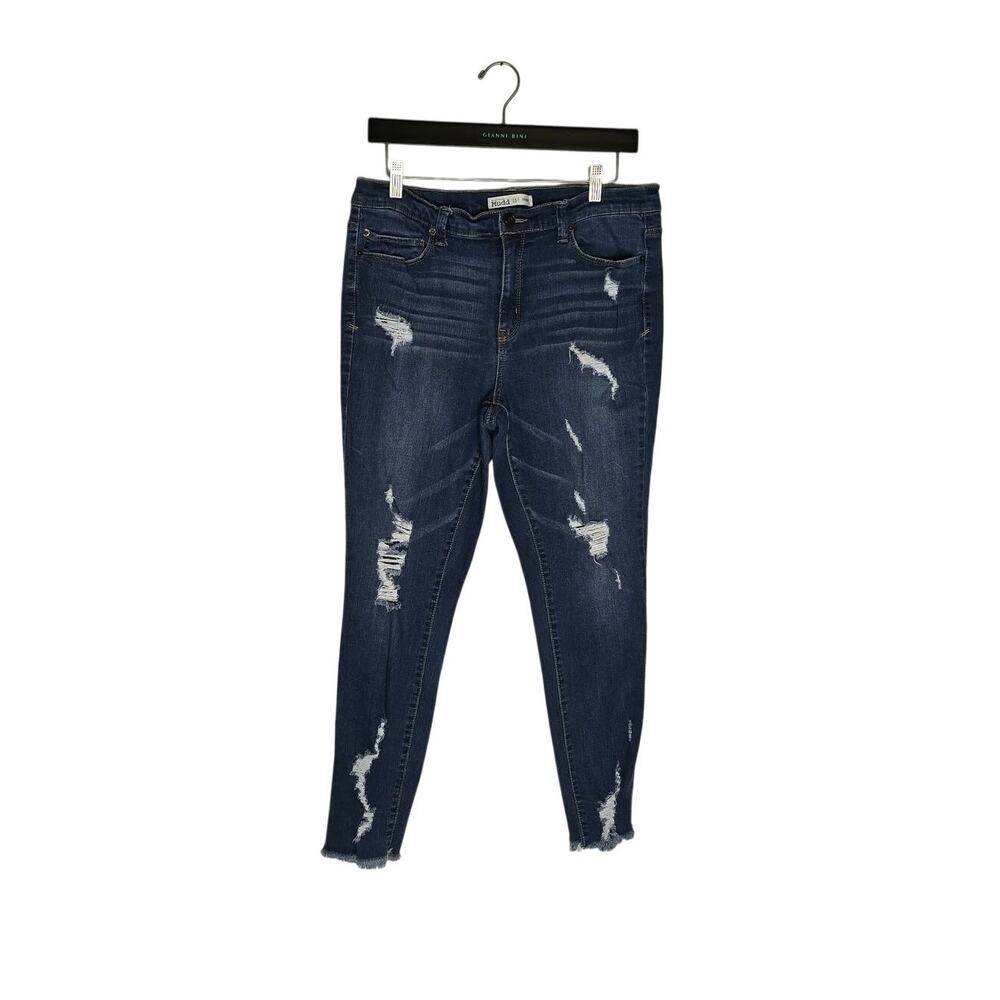 Mudd 15 Skinny Distressed Jeans Dark Wash Ripped Raw Hem Juniors Size 15